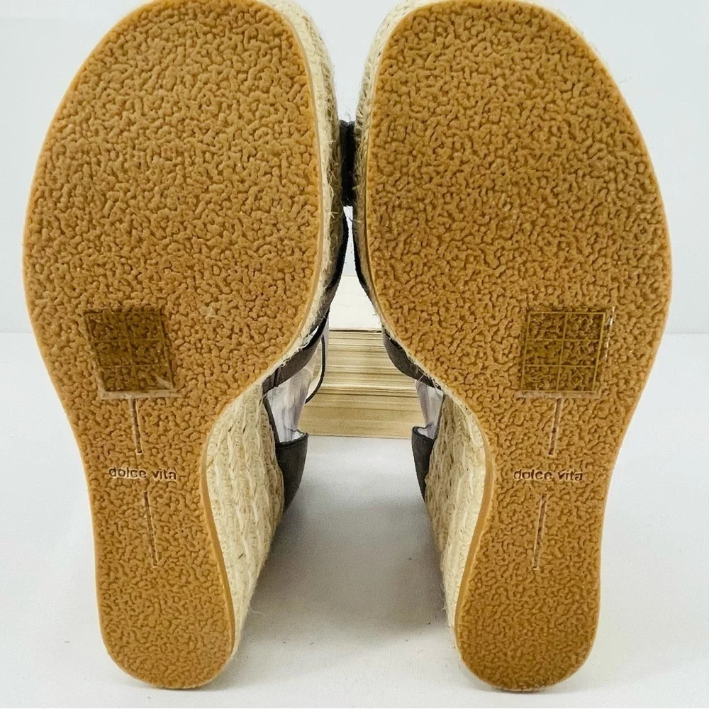 Dolce Vita Suede Creamy Grey Rope Platform Espadrille Wedge Sandals - Sz 7.5